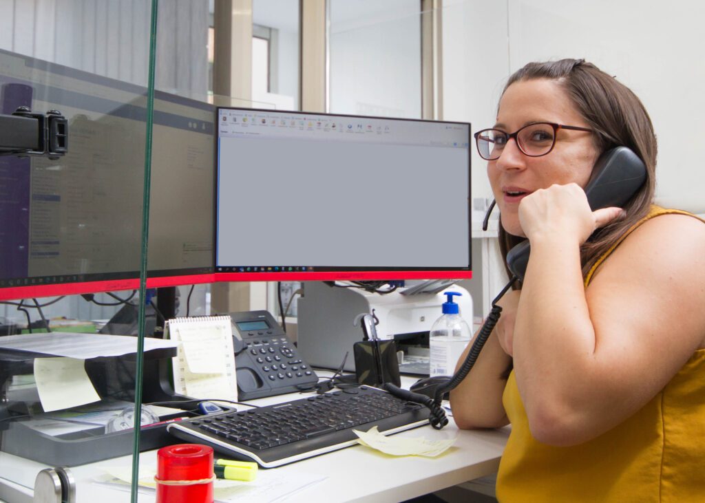 Woman taking call