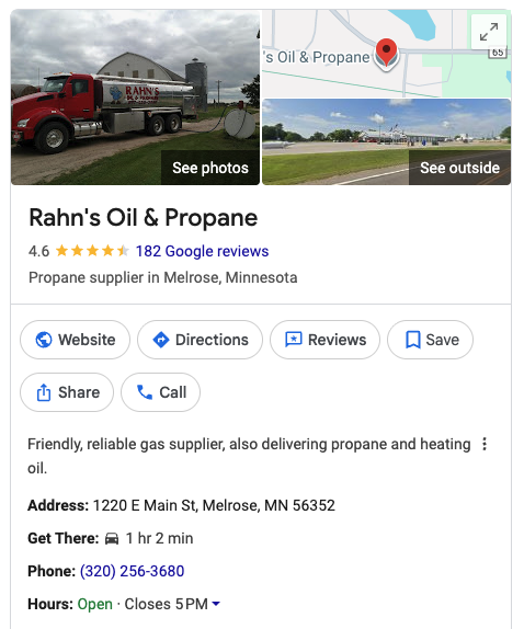 Rahns Oil & Propane Google Business Profile