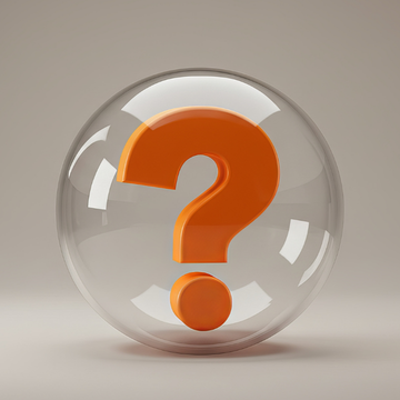 A large orange question mark, symbolizing curiosity in the world of short-form video, is enclosed within a transparent glass sphere and set against a neutral gray background.
